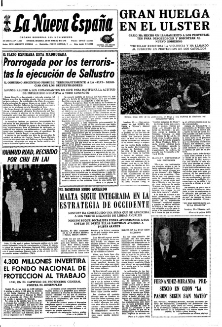 Portada Martes 28 de  de 1972