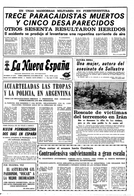 Portada Miércoles 12 de  de 1972