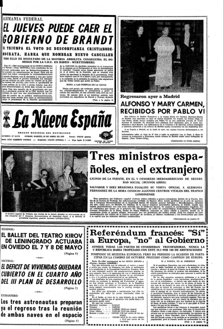 Portada Martes 25 de  de 1972