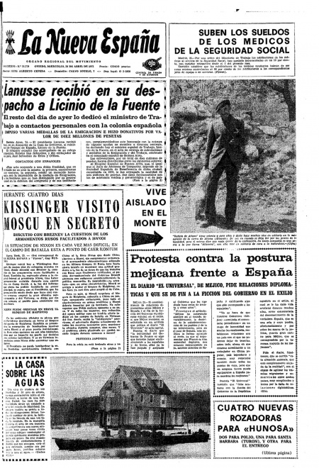 Portada Miércoles 26 de  de 1972