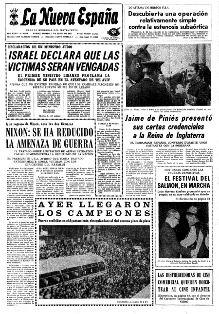 Portada Sábado 3 de  de 1972