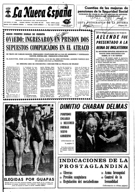 Portada Jueves 6 de  de 1972