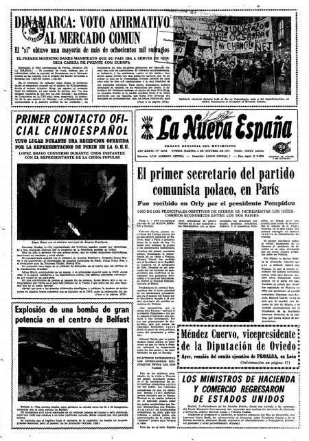 Portada Martes 3 de Octubre de 1972