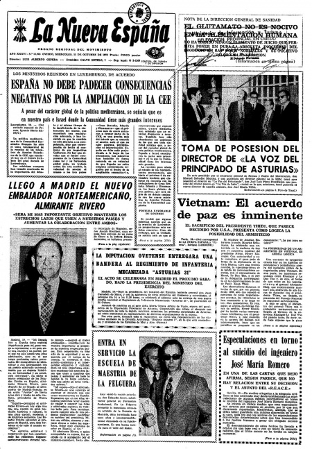 Portada Miércoles 11 de Octubre de 1972
