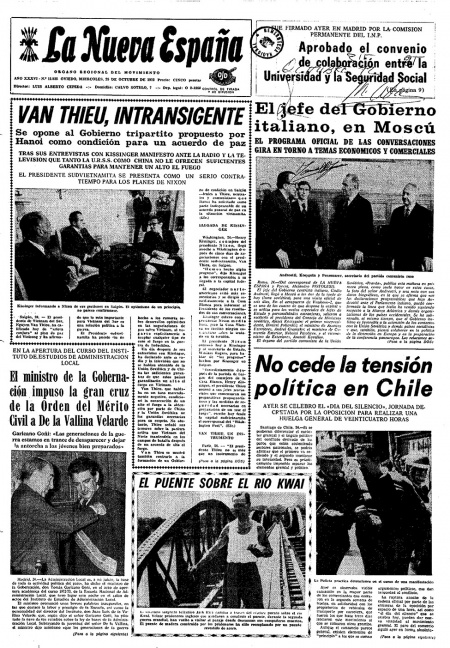 Portada Miércoles 25 de Octubre de 1972