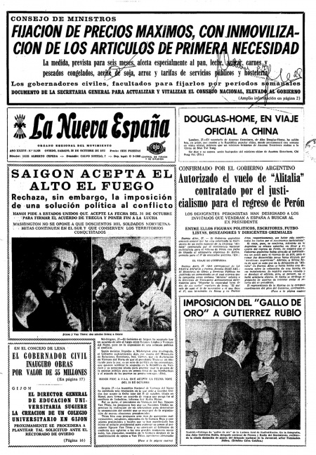 Portada Sábado 28 de Octubre de 1972