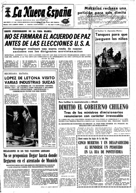 Portada Miércoles 1 de Noviembre de 1972