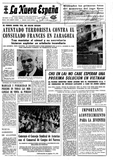 Portada Viernes 3 de Noviembre de 1972