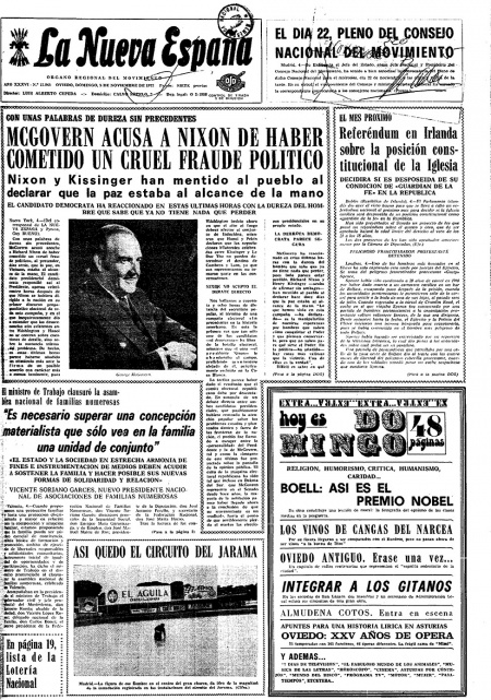 Portada Domingo 5 de Noviembre de 1972