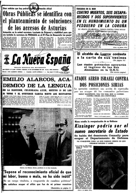 Portada Viernes 10 de Noviembre de 1972