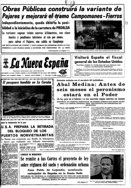 Portada Sábado 11 de Noviembre de 1972