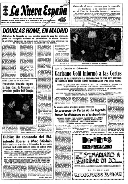 Portada Martes 28 de Noviembre de 1972