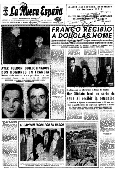 Portada Miércoles 29 de Noviembre de 1972