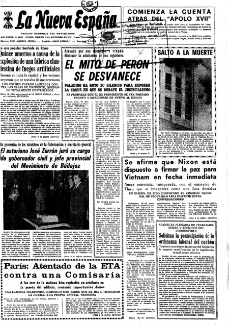 Portada Viernes 1 de Diciembre de 1972