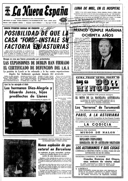 Portada Domingo 3 de Diciembre de 1972