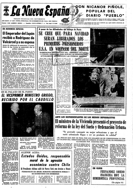 Portada Miércoles 6 de Diciembre de 1972
