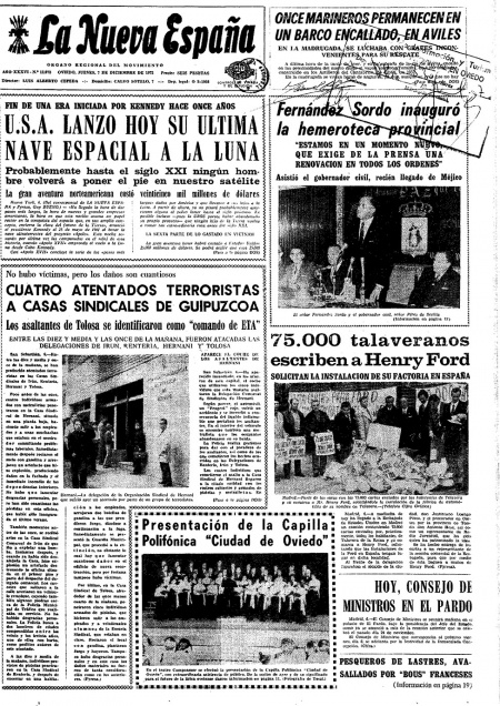 Portada Jueves 7 de Diciembre de 1972