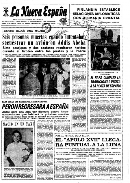 Portada Sábado 9 de Diciembre de 1972