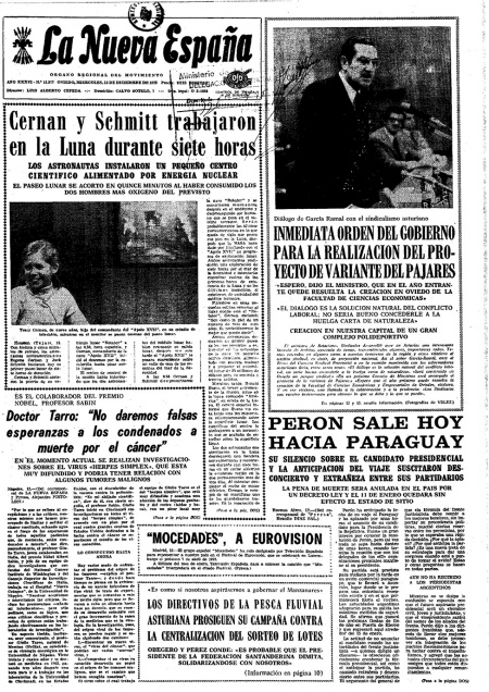 Portada Miércoles 13 de Diciembre de 1972