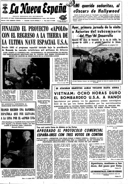Portada Miércoles 20 de Diciembre de 1972