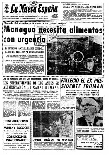 Portada Miércoles 27 de Diciembre de 1972