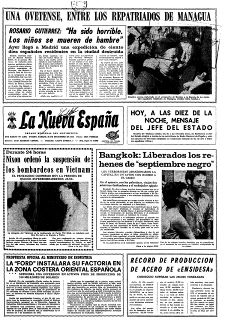Portada Sábado 30 de Diciembre de 1972