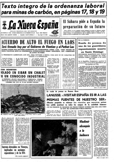 Portada Miércoles 21 de  de 1973