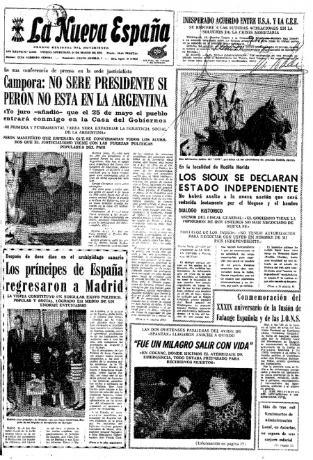 Portada Miércoles 14 de  de 1973