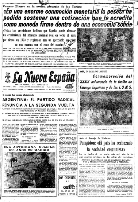 Portada Jueves 15 de  de 1973