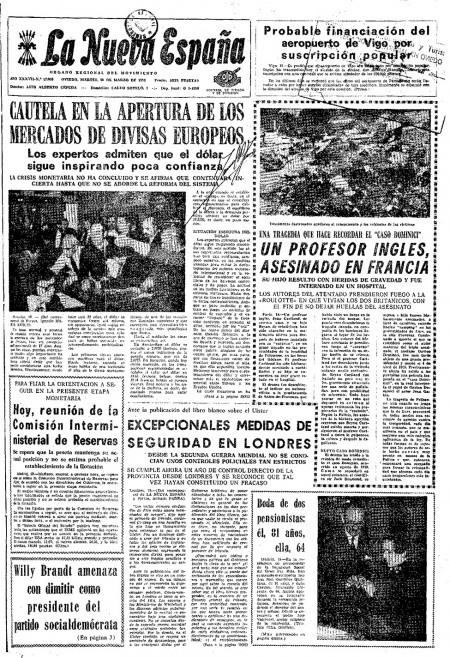 Portada Martes 20 de  de 1973