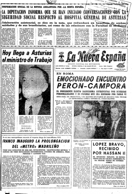 Portada Martes 27 de  de 1973