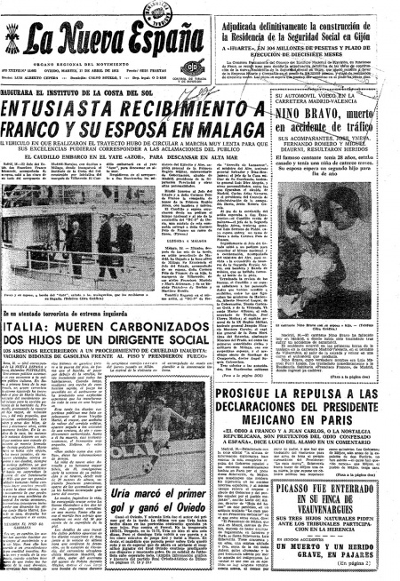 Portada Martes 17 de  de 1973