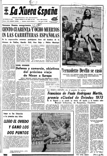 Portada Martes 24 de  de 1973