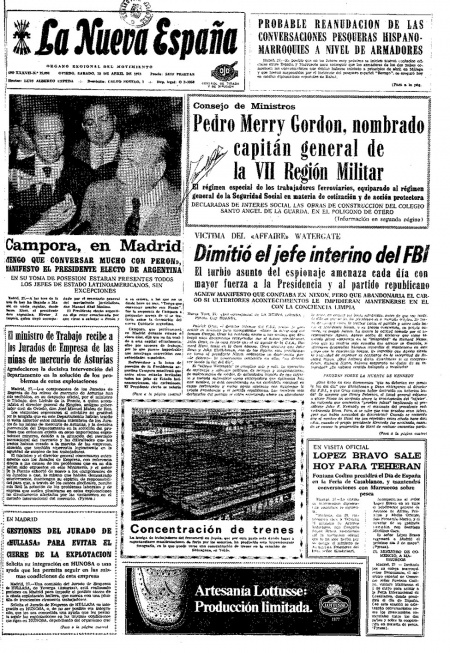 Portada Sábado 28 de  de 1973