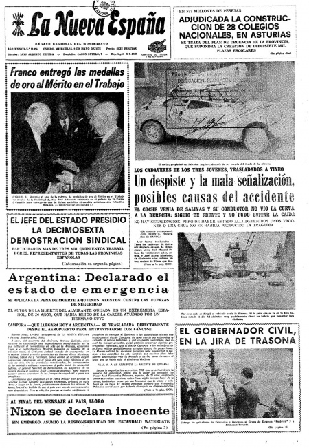 Portada Miércoles 2 de  de 1973