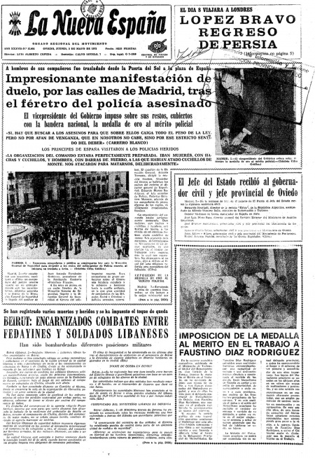 Portada Jueves 3 de  de 1973