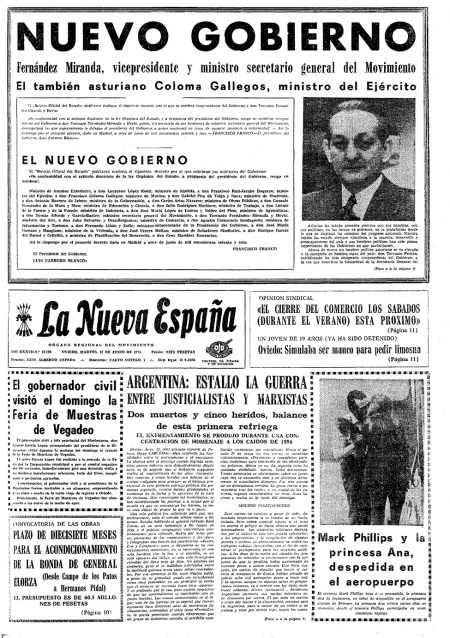 Portada Martes 12 de  de 1973