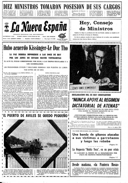 Portada Jueves 14 de  de 1973