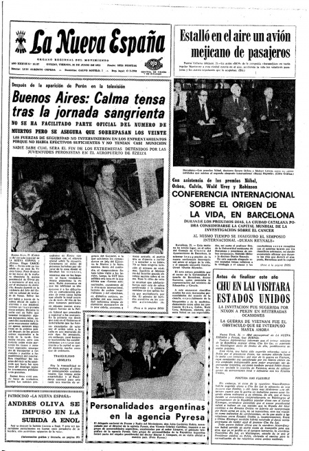 Portada Viernes 22 de  de 1973