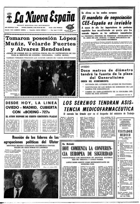Portada Martes 3 de  de 1973