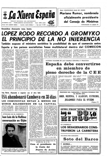 Portada Domingo 8 de  de 1973