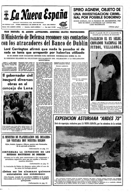 Portada Miércoles 8 de  de 1973
