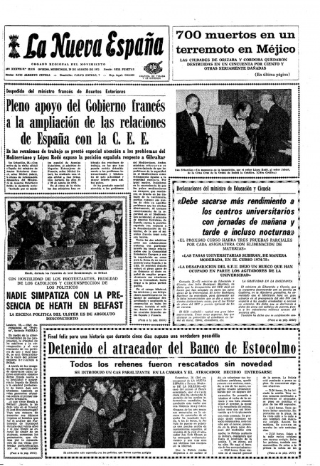 Portada Miércoles 29 de  de 1973