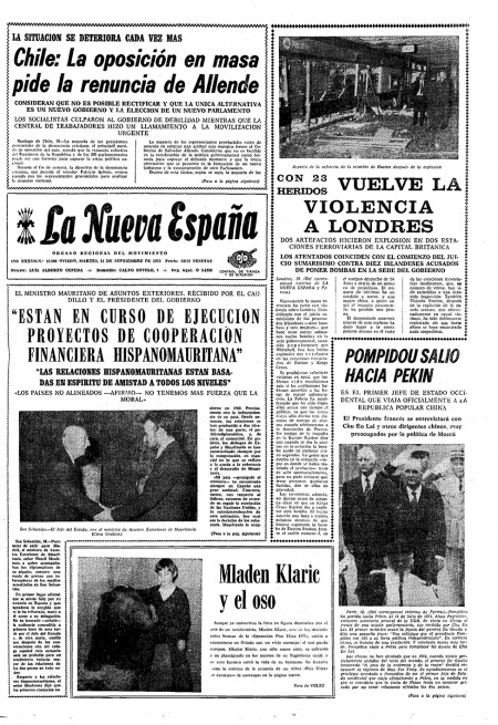 Portada Martes 11 de  de 1973