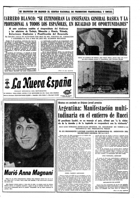 Portada Jueves 27 de  de 1973