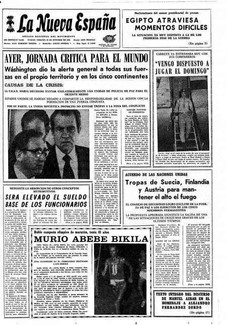 Portada Viernes 26 de Octubre de 1973