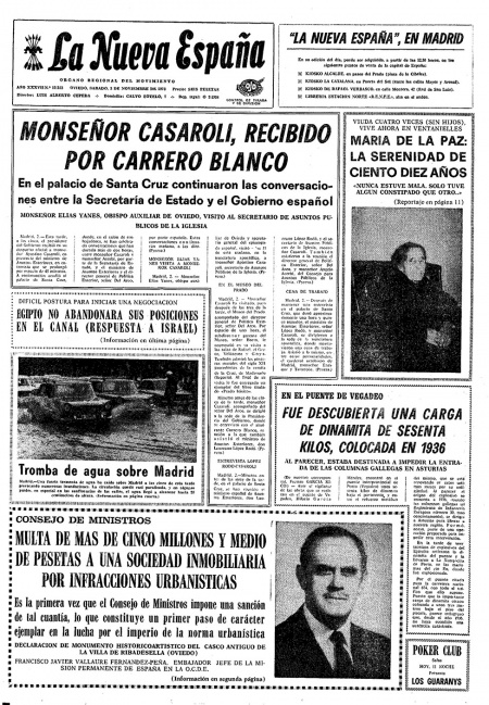 Portada Sábado 3 de Noviembre de 1973