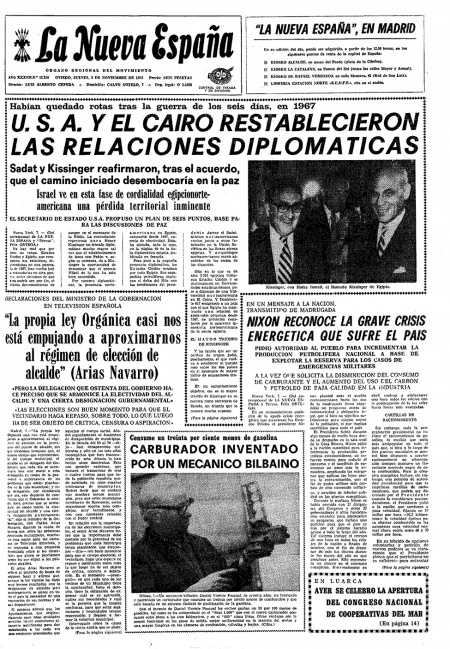 Portada Jueves 8 de Noviembre de 1973