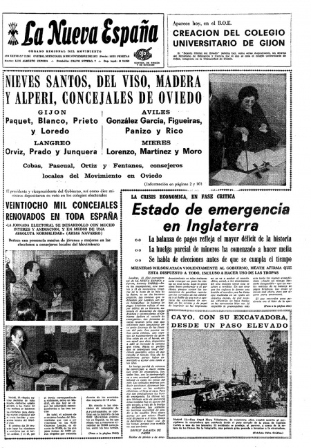 Portada Miércoles 14 de Noviembre de 1973