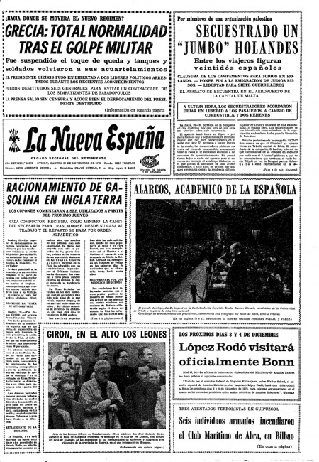 Portada Martes 27 de Noviembre de 1973